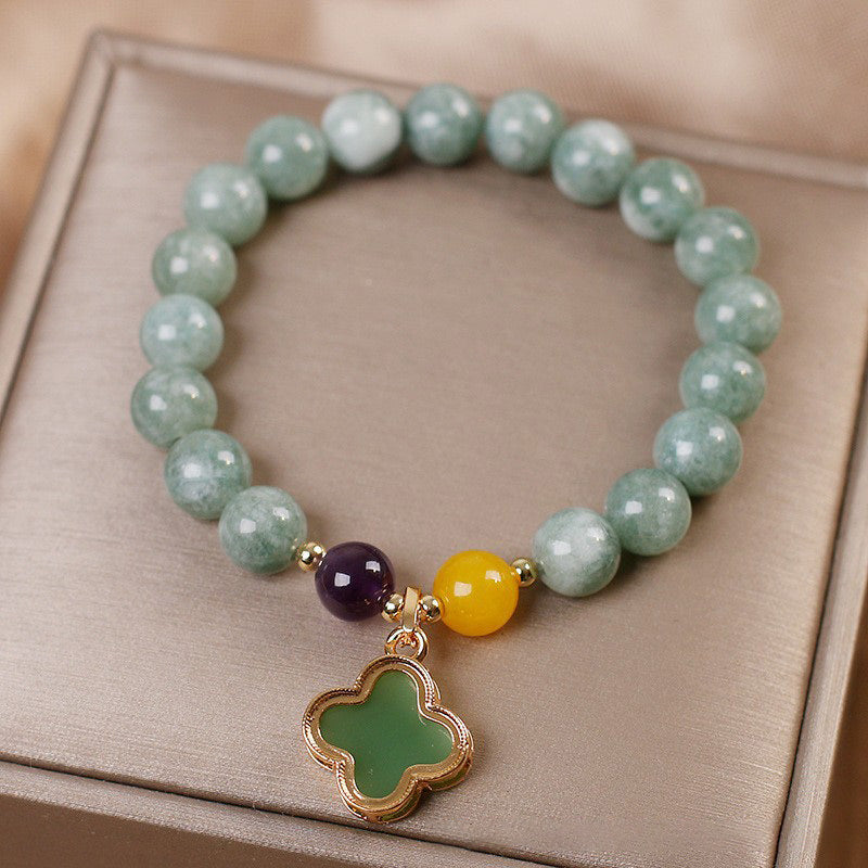 Armband Jade Kleeblatt – Glück & Liebe