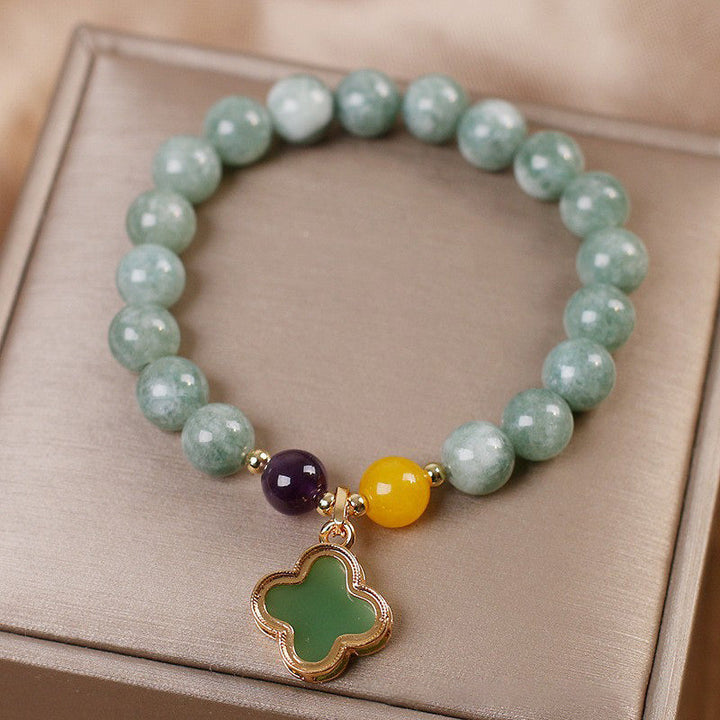 Armband Jade Kleeblatt – Glück & Liebe