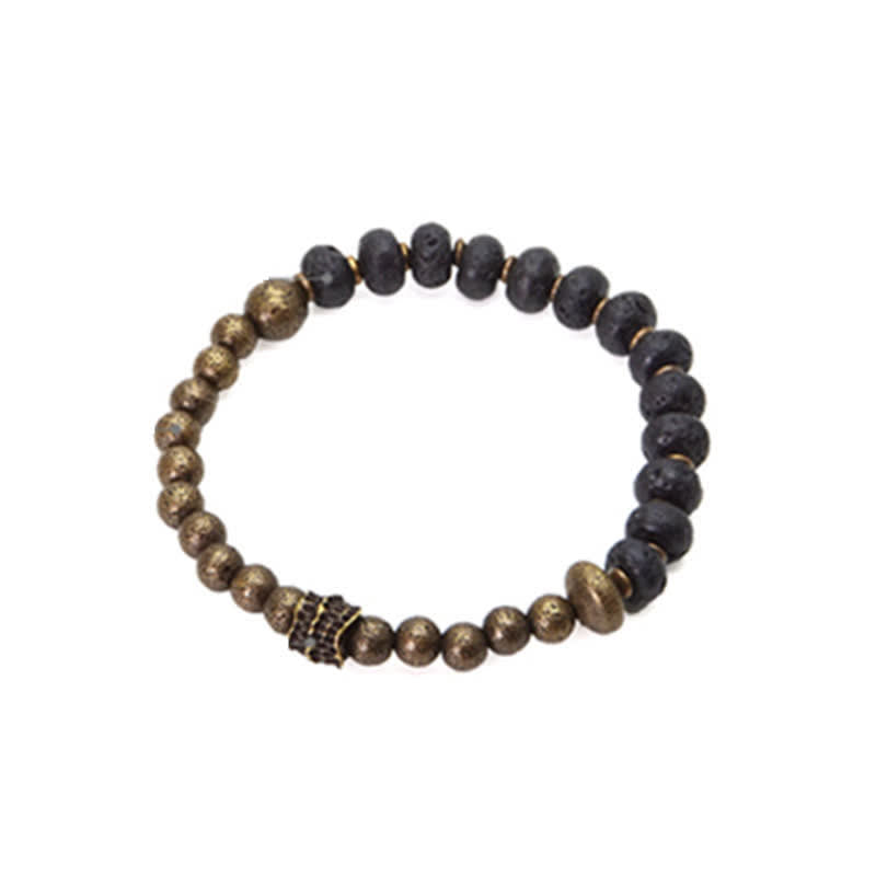 Armband Kupfer – Balance & Balance mit schwarzem Obsidian und bronzefarbenen Perlen elastisch