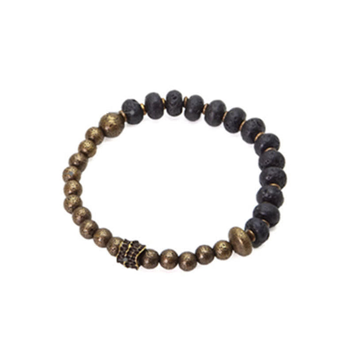 Armband Kupfer – Balance & Balance mit schwarzem Obsidian und bronzefarbenen Perlen elastisch