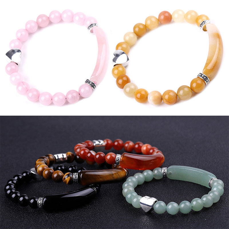 Kristall Perlen Armband Unisex in Rosa, Orange und Grün Farben.