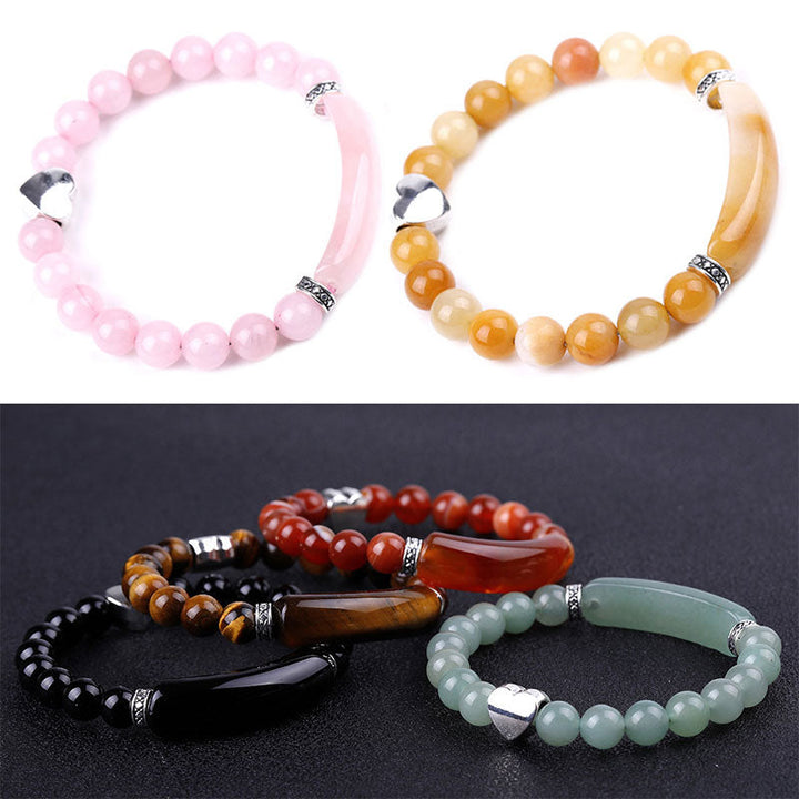 Kristall Perlen Armband Unisex in Rosa, Orange und Grün Farben.