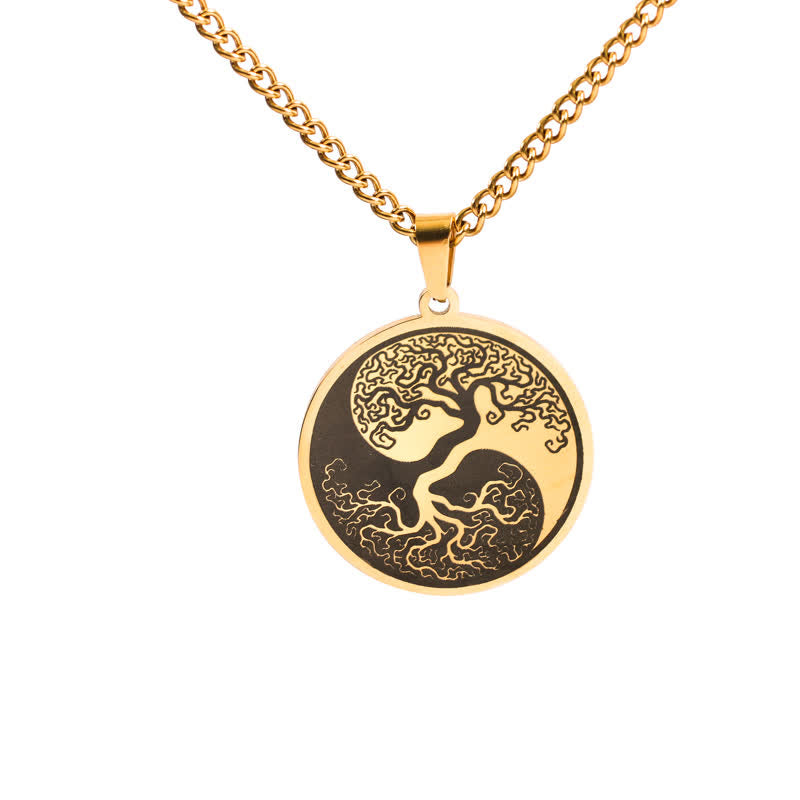 Titanstahl Lebensbaum – Bild 6 – Titanstahl Lebensbaum Anhänger gold Yin Yang Kette elegant