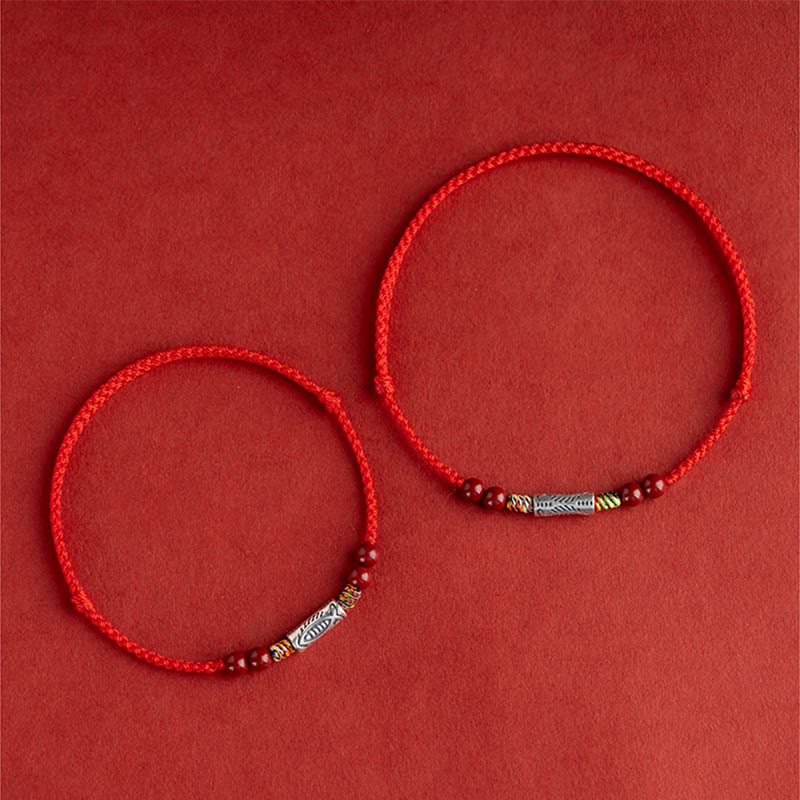 Rote Armbänder 925 Silber Zinnober Koi Fisch Wohlstand elegant.
