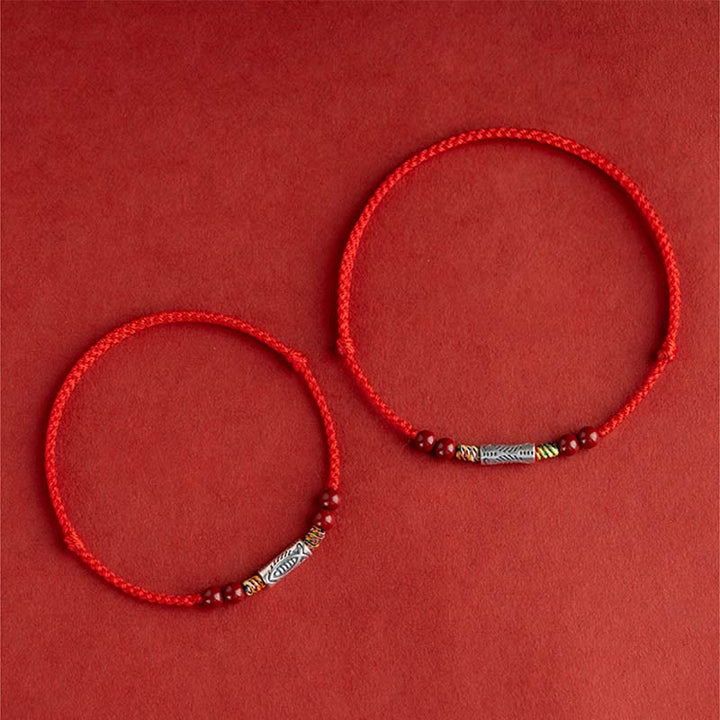 Rote Armbänder 925 Silber Zinnober Koi Fisch Wohlstand elegant.