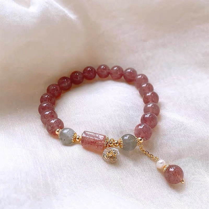 Armband Erdbeerquarz – Segen Naturstein rosa elastisch Perle