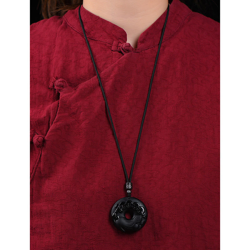 Obsidian Kette schwarzer Anhänger Tierkreis Naturstein Frieden