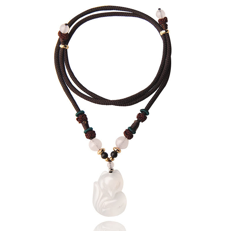 Kette Chalcedon Fuchs Harmonie Anhänger braun Kordel