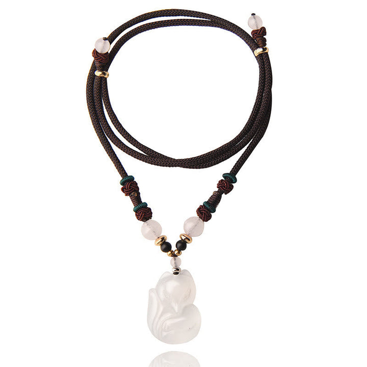 Kette Chalcedon Fuchs Harmonie Anhänger braun Kordel