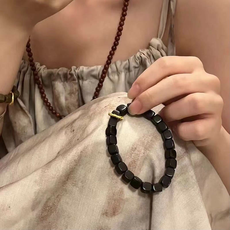 Armband Tibet Ebenholz Quadratische Perlen