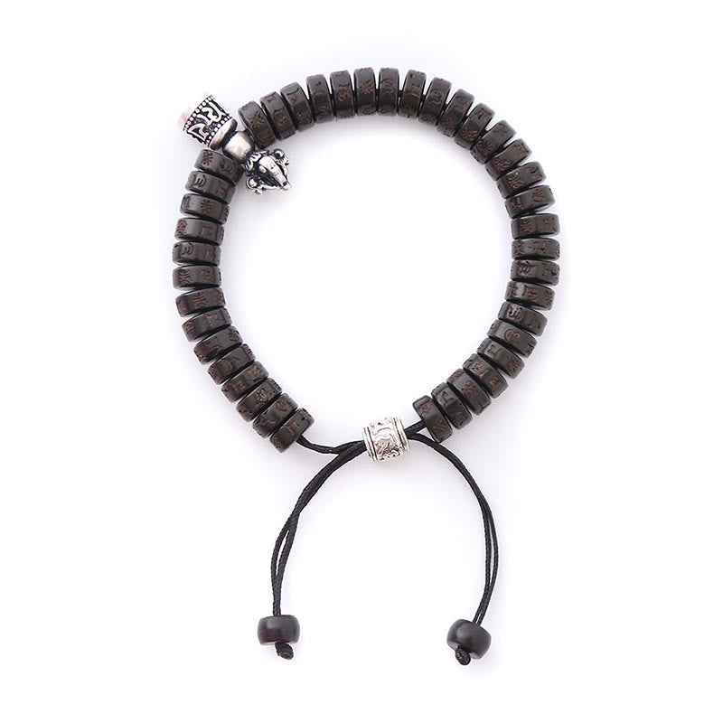 Armband Om Mani Padme Hum – Glück Energie schwarze Perlen Naturstein elastisch
