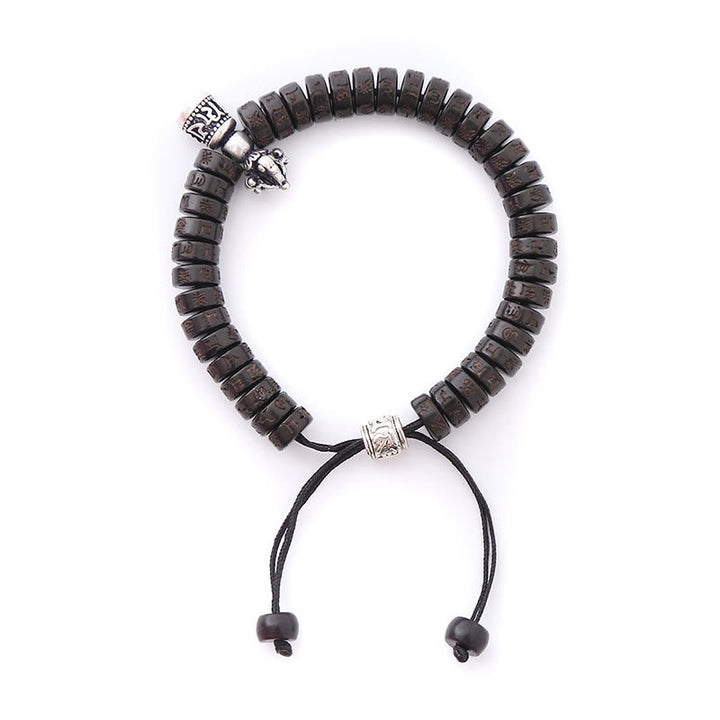 Armband Om Mani Padme Hum – Glück Energie schwarze Perlen Naturstein elastisch
