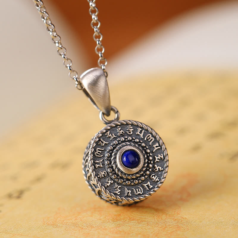 Lapislazuli Kette Sterlingsilber Anhänger Sanskrit Edelstein