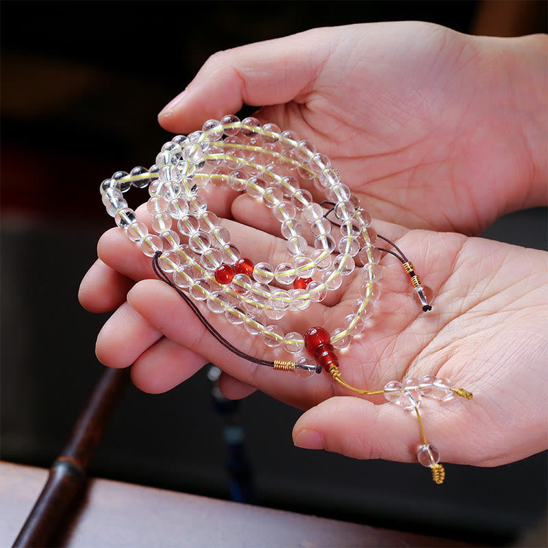 Mala Armband aus Kristallperlen mit rotem Achat Naturstein elastisch