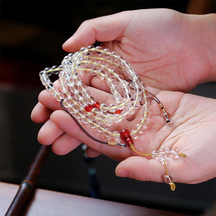 Mala Armband aus Kristallperlen mit rotem Achat Naturstein elastisch