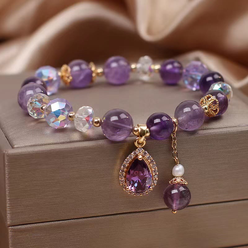 Armband Amethyst – Heilung & Liebe lila Naturstein Perlen Geschenkbox