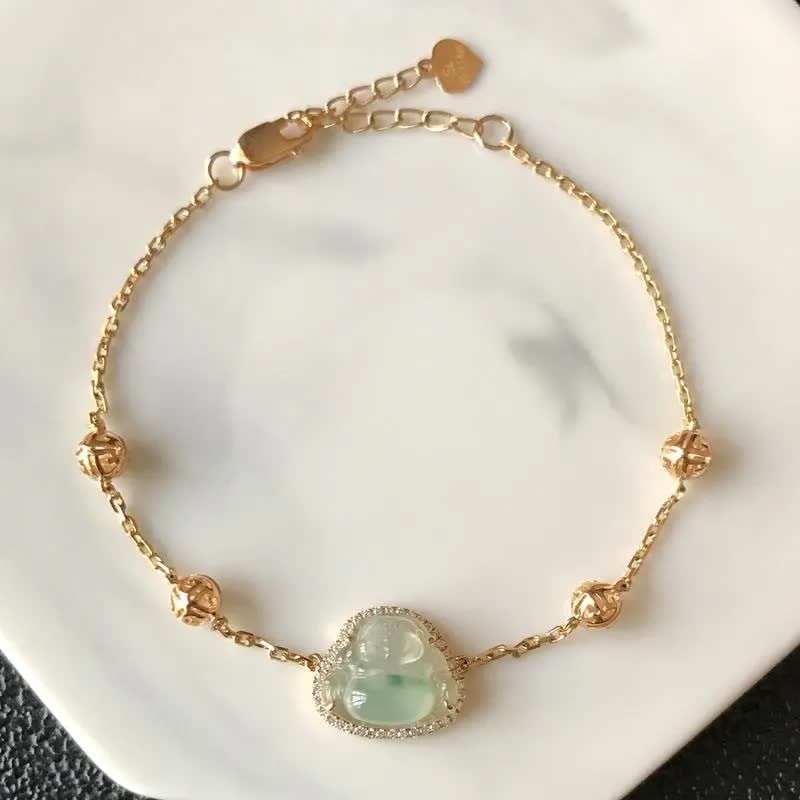 Armband Lachender Buddha Jade - Wohlstand Fülle