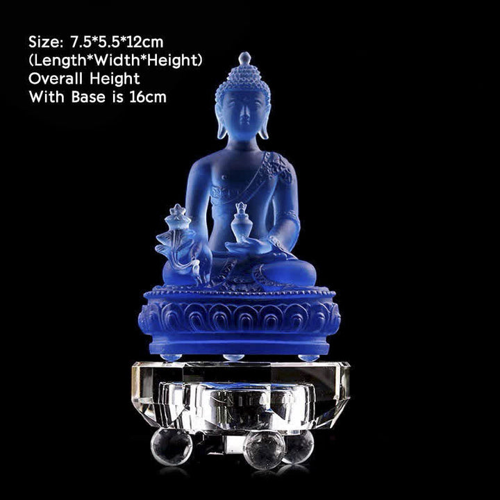 Buddha Statuen Medizin Liuli Kristall Medizin-Buddha mit Leuchtsockel
