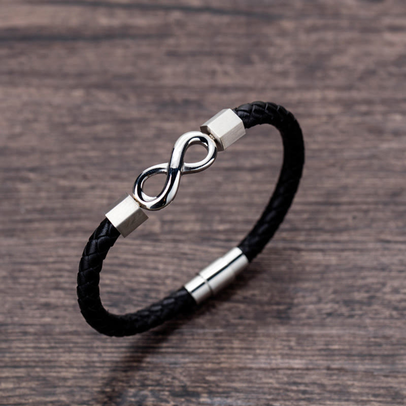 Armband Unendlicher Titanstahl Leder Balance