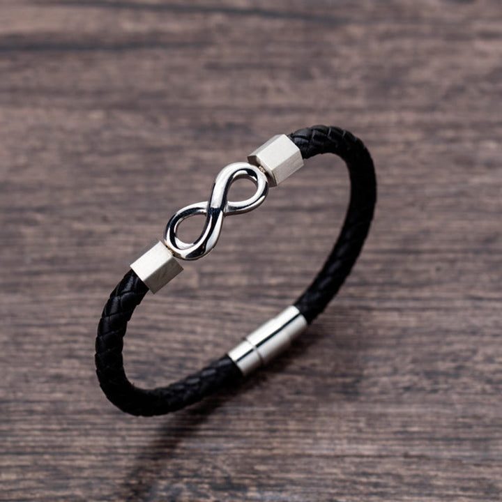 Armband Unendlicher Titanstahl Leder Balance