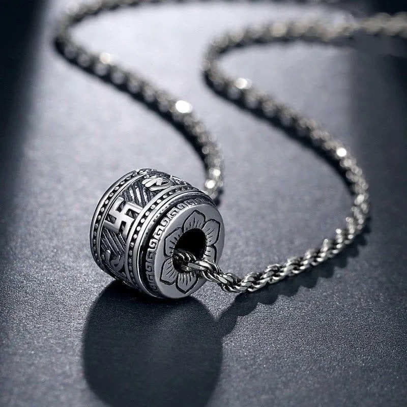 Silber Kette Om Mani Padme Hum Anhänger Schutz Erleuchtung