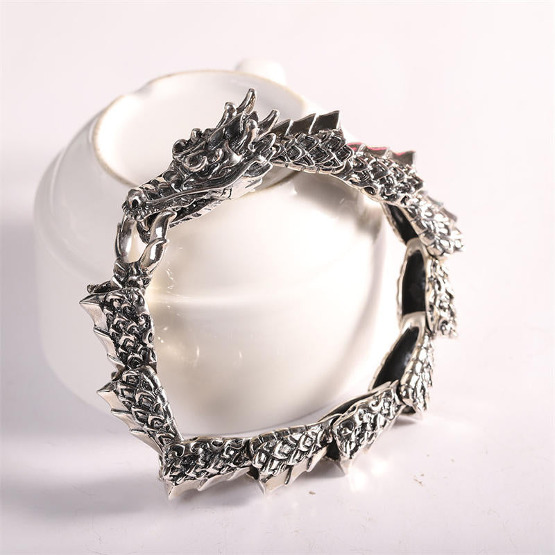Armband 925 Silber Drachen mit weißem Stein Glück Erfolg elegantes Design
