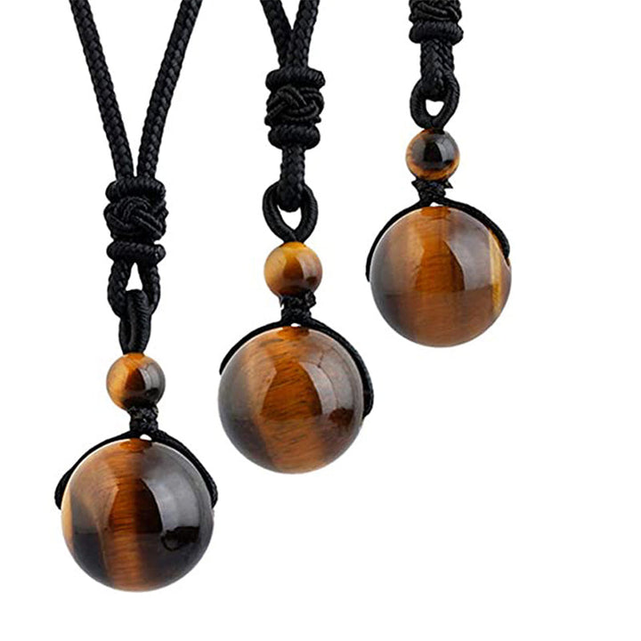 Kette Tigerauge Obsidian Schutz Mut schwarze Schnur Naturstein Anhänger