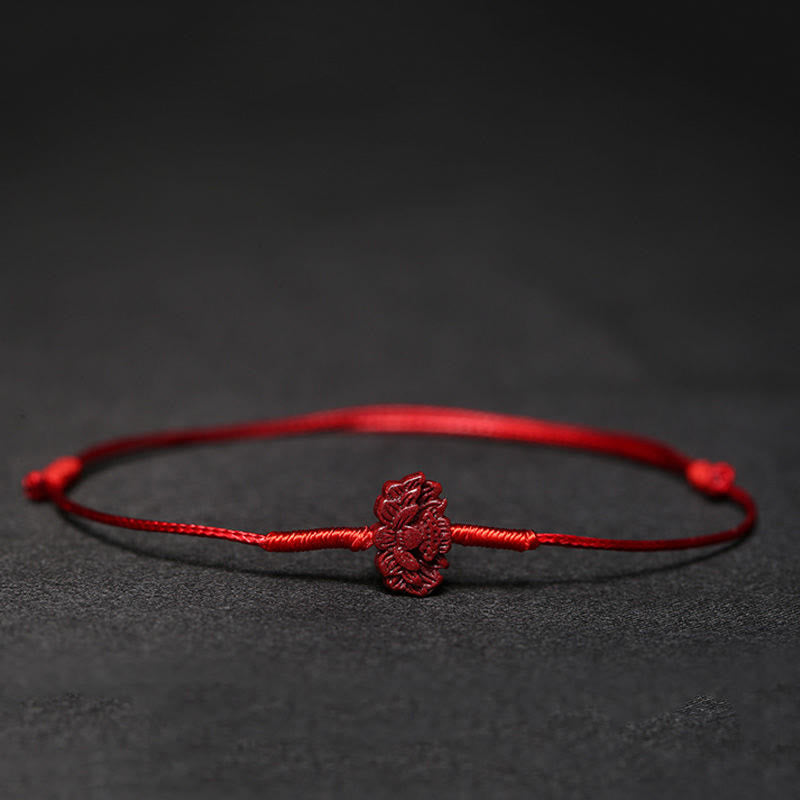 Rotes Armband Zinnober Koi Fisch Liebe Segen Flachaufnahme elastisch