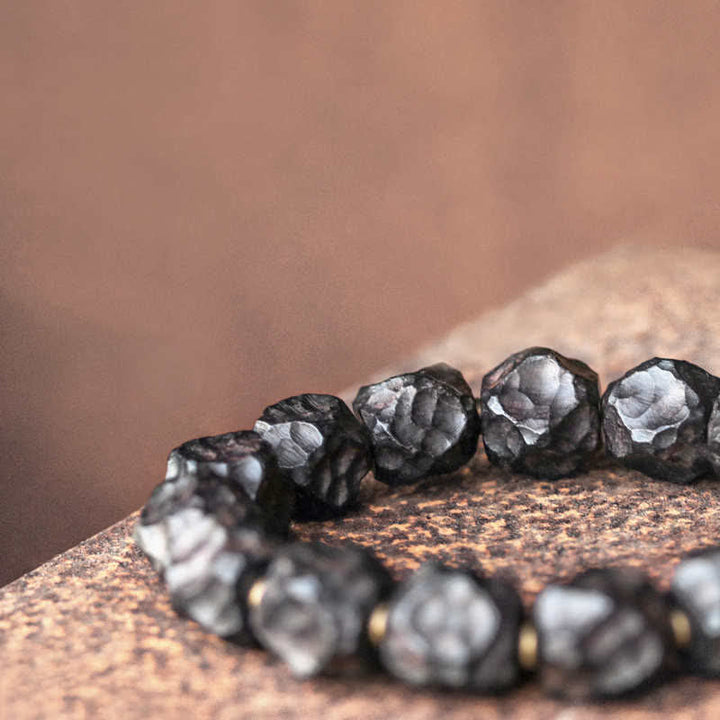 Kupfer Ebenholz Armband Paar schwarze Perlen Naturstein Balance Frieden