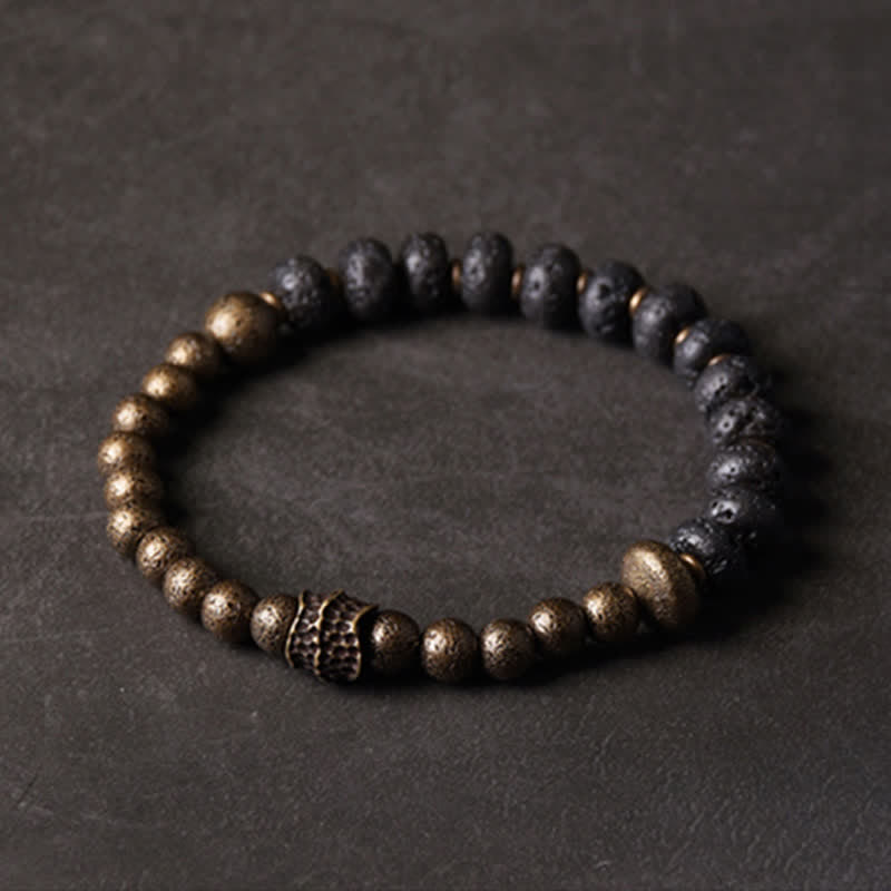 Armband Kupfer mit schwarzen Steinen Balance Naturstein elastisch