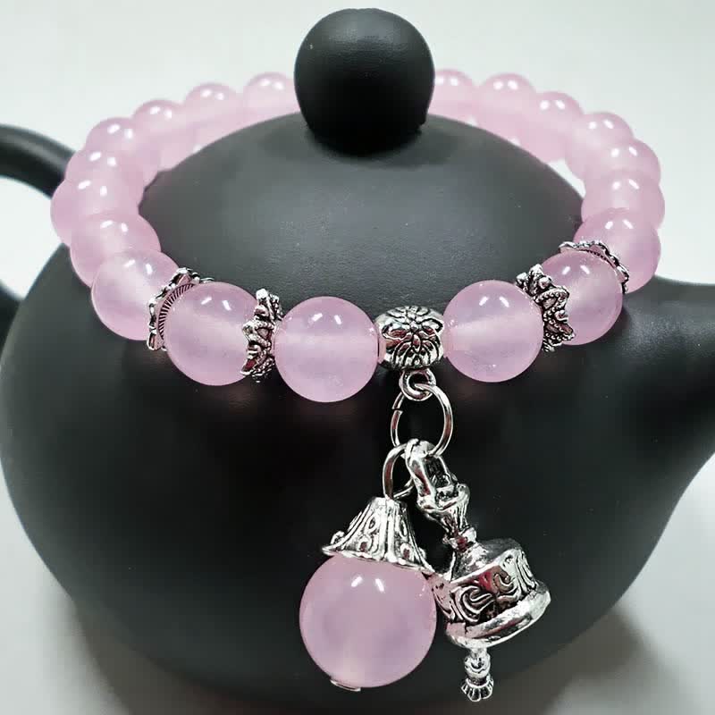 Rosenquarz Armband Kristall – Energie rosa Perlen Silber Anhänger