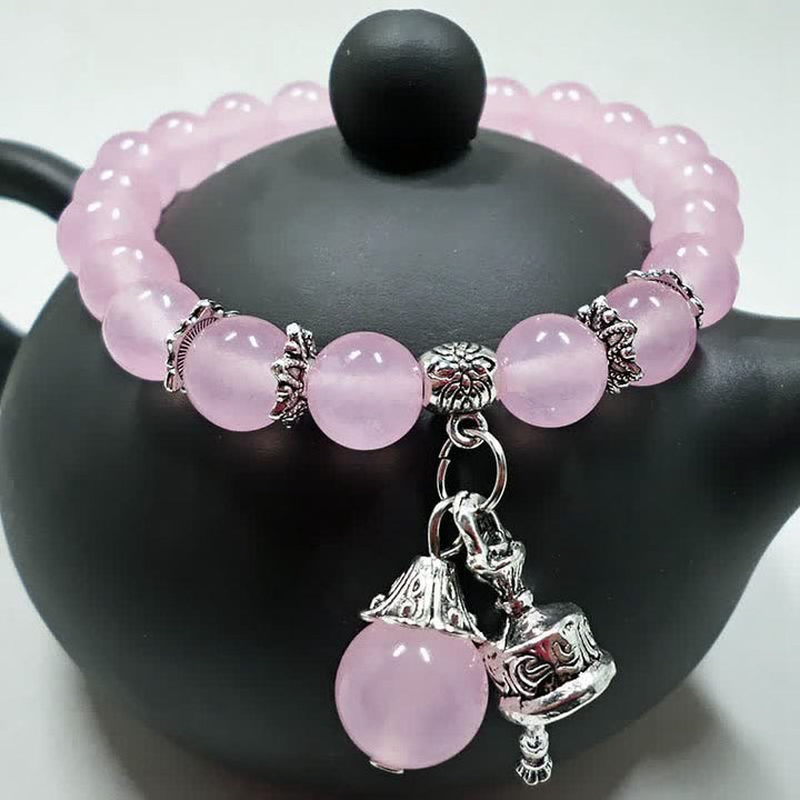 Rosenquarz Armband Kristall – Energie rosa Perlen Silber Anhänger