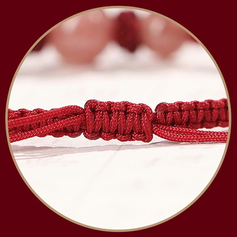 Rotes Armband Erdbeerquarz Kristall Liebe elastisch geknüpft