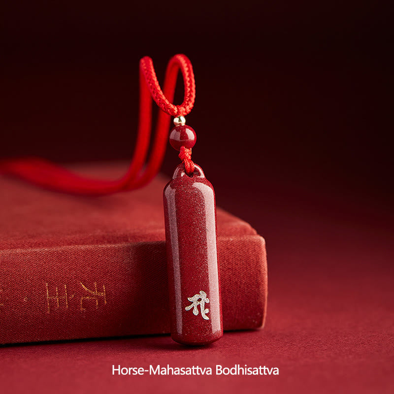 Anhänger Zinnober Geburts-Buddha – Schutz & Glück Rot / Pferd-Mahasattva Bodhisattva