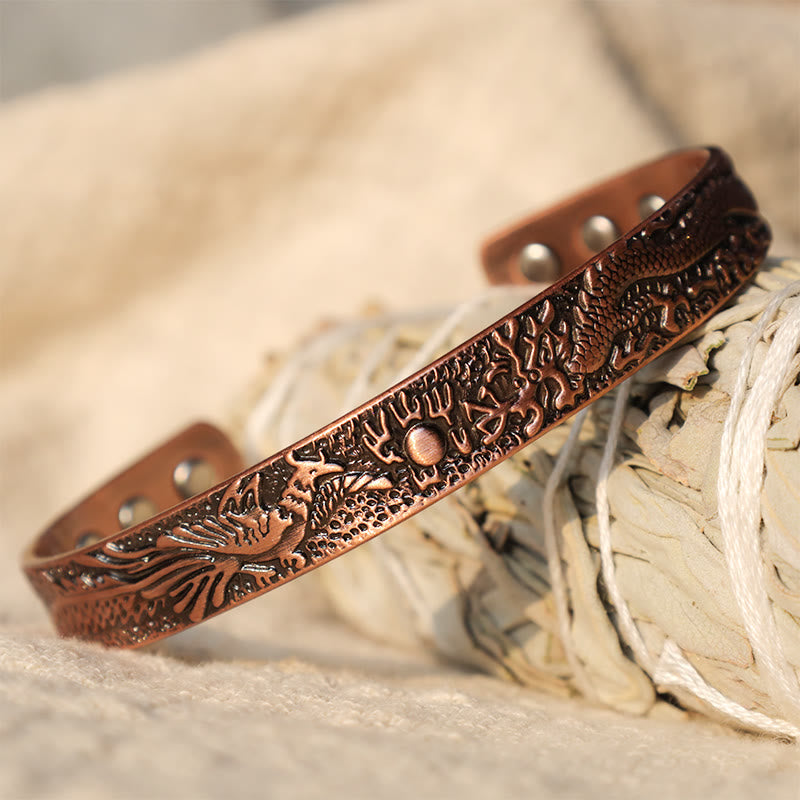 Kupfer Magnetisch Armband mit Segen Gravur auf Naturstein Kunsthandwerk.