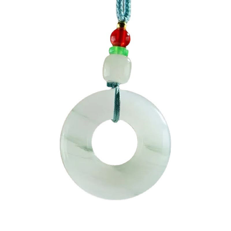 Jade Anhänger Donut Kette Natur Frieden