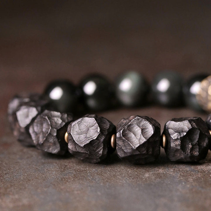 Armband Schwarzer Obsidian Kupfer Paar – Stärke elegantes Design Naturstein