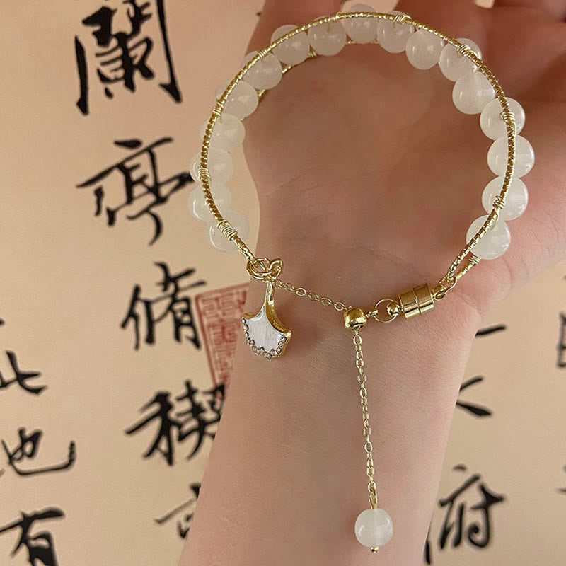Armband Jade Ginkgo Blatt – Glück