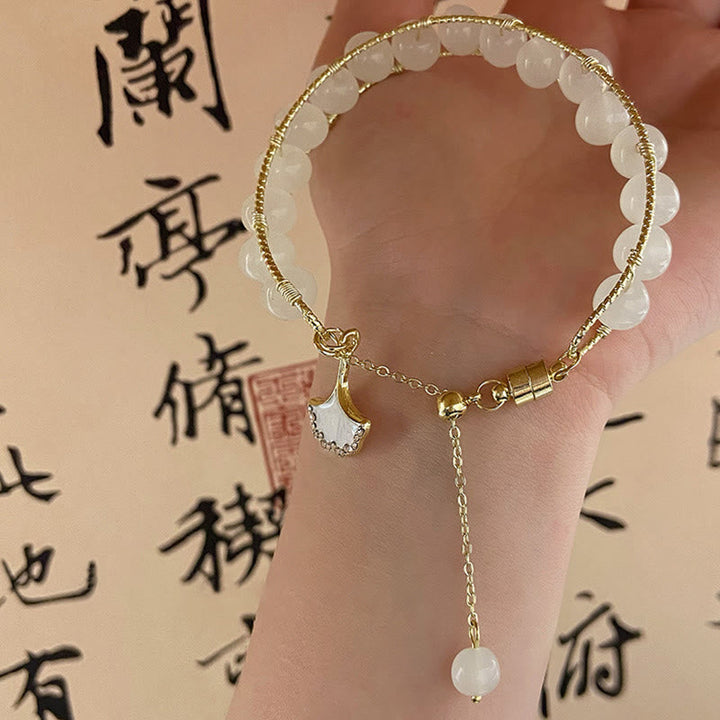 Armband Jade Ginkgo Blatt – Glück