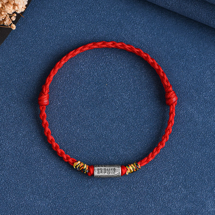 Rotes Armband 925 Silber Schutz Stärke Flachlage Textil Verschluss