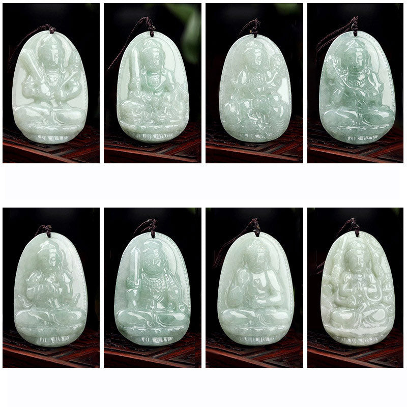 Kette Jade Tierkreis-Buddha Wohlstand Anhänger Schutzgottheit
