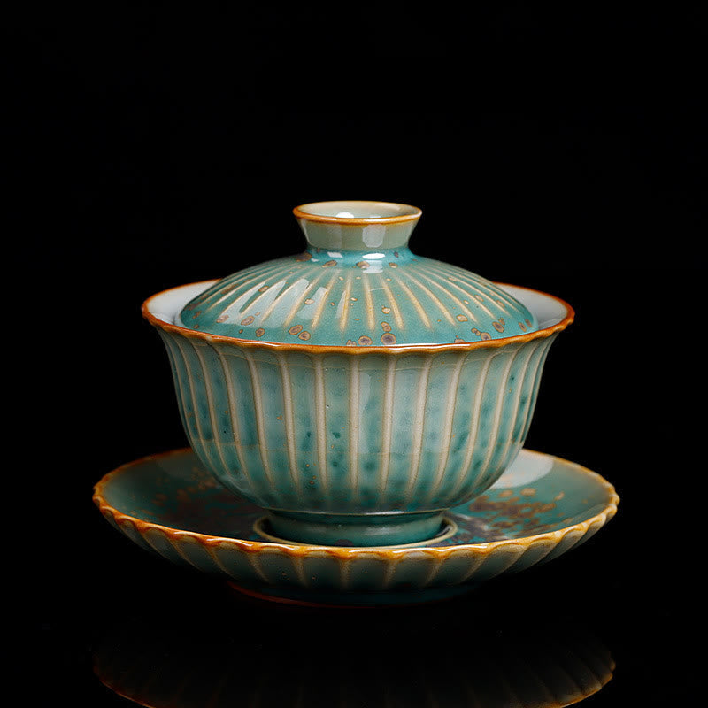 Teetasse Mit Deckel Gaiwan Sancai Grün (Farbe/Glasur variiert) – klein