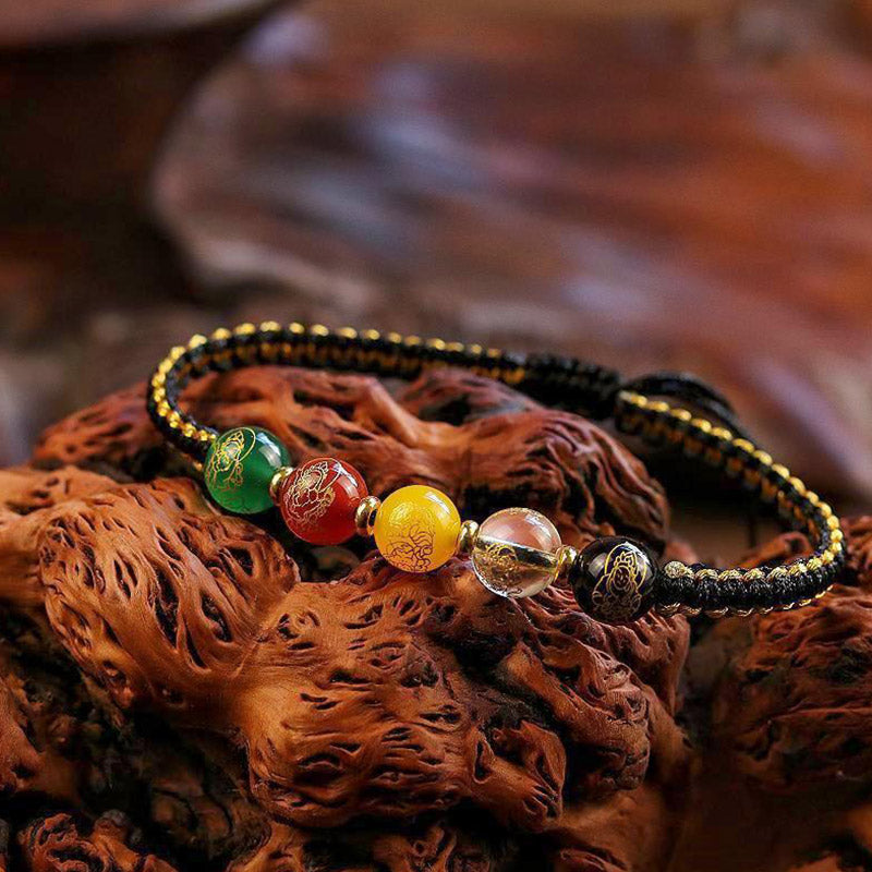 Armband Achat mit bunten Steinen elastisch Schutz Wohlstand Natur