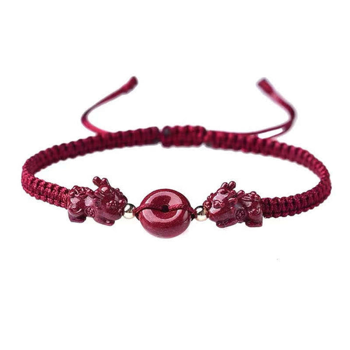 Zinnober Kupfer Pixiu Armband elastisch mit roten Steinen Segen