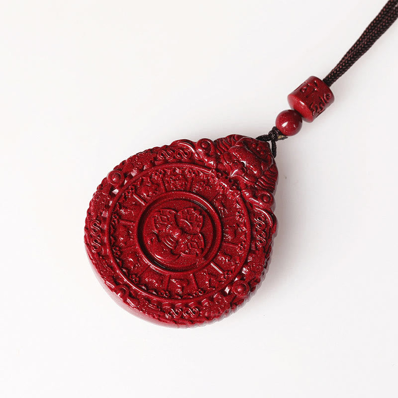 Zinnober Kette Bagua Anhänger Tierkreis Natur