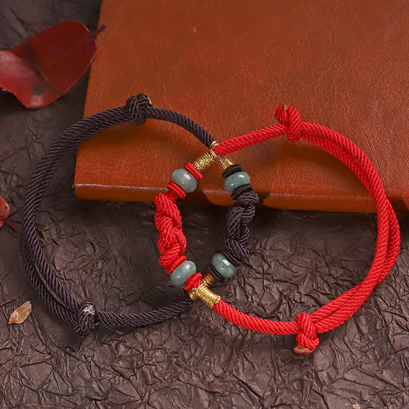Armband Rotes Band Jade - Glück Knoten