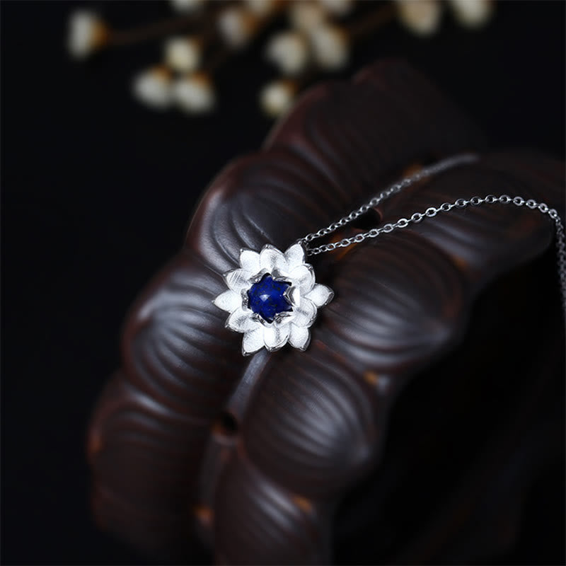 Lazurit Kette Lotus Anhänger Meditation