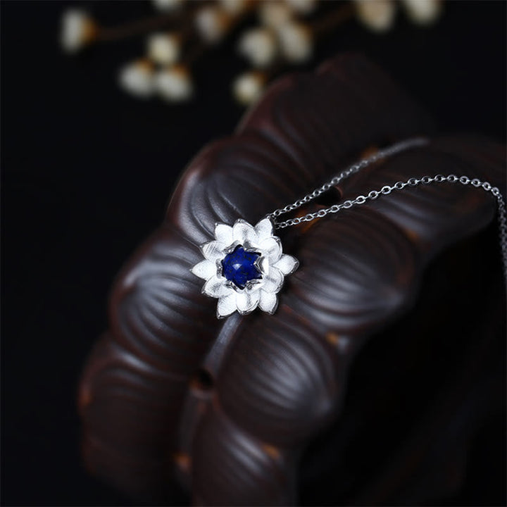 Lazurit Kette Lotus Anhänger Meditation