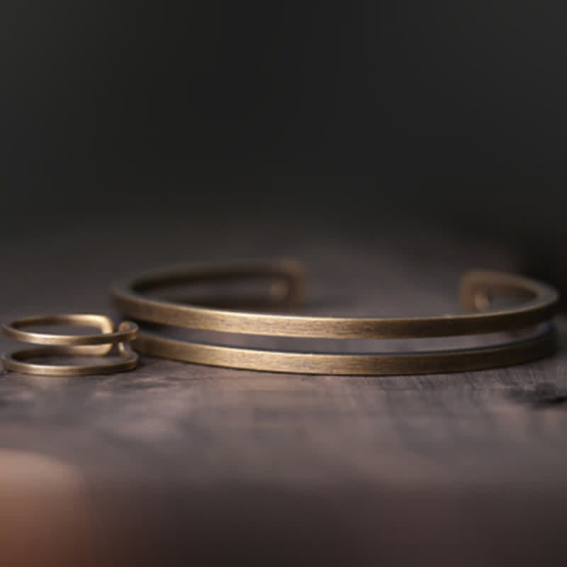 Kupfer Viking Manschette Armband mit Ring glänzendes Metall elegant