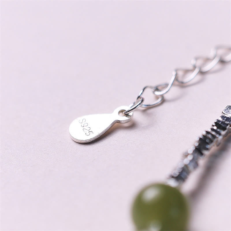 Armband 925 Silber Jade Glück grüner Stein Kettenarmband elegant.